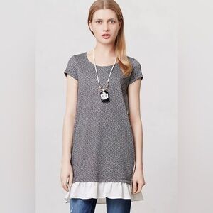 CLU + WILLOUGHBY by ANTHROPOLOGIE NWOT Fluttered Heather Tunic in Black Motif